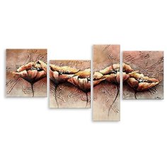 Модульная картина на холсте "Коричневые маки" 90x45 см Modulka.Ru