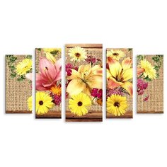 Модульная картина на холсте "Букет из гербер и лилий" 120x65 см Modulka.Ru