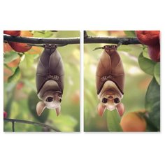 Модульная картина на холсте "Летучие мыши" 120x80 см Modulka.Ru