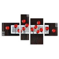 Модульная картина на холсте "Куст тюльпанов" 150x90 см Modulka.Ru