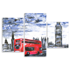 Модульная картина на холсте "Лондонский автобус" 90x61 см Modulka.Ru