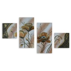 Модульная картина на холсте "Бронзовые маки" 150x92 см Modulka.Ru