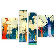 Модульная картина на холсте "Ночной лес" 120x85 см Modulka.Ru