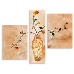 Модульная картина на холсте "Ветка розы в вазе" 90x74 см Modulka.Ru