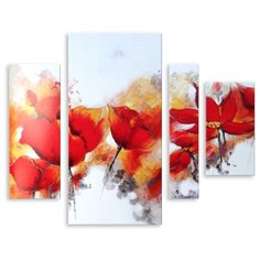 Модульная картина на холсте "Размытые тюльпаны" 150x128 см Modulka.Ru