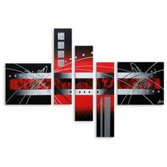 Модульная картина на холсте "Красно-серая абстракция" 150x111 см Modulka.Ru