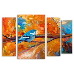 Модульная картина на холсте "Нарисованная птица" 120x81 см Modulka.Ru