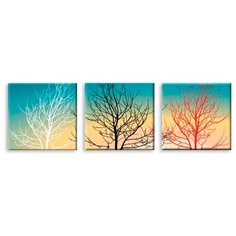 Модульная картина на холсте "Три дерева" 150x49 см Modulka.Ru