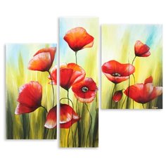 Модульная картина на холсте "Маки под солнцем" 90x78 см Modulka.Ru