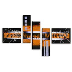 Модульная картина на холсте "Оранжево-черный орнамент" 150x100 см Modulka.Ru
