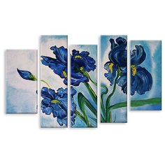 Модульная картина на холсте "Синие ирисы" 150x96 см Modulka.Ru