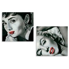 Модульная картина на холсте "Мерилин и Одри" 120x84 см Modulka.Ru