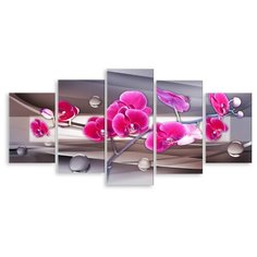 Модульная картина на холсте "Малиновые орхидеи" 120x60 см Modulka.Ru