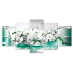 Модульная картина на холсте "Орхидеи в бирюзе" 90x53 см Modulka.Ru