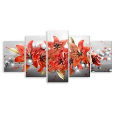 Модульная картина на холсте "Оранжевые лилии" 120x60 см Modulka.Ru
