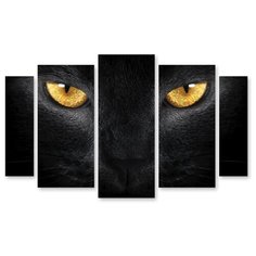 Модульная картина на холсте "Черный кот" 120x76 см Modulka.Ru