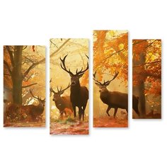 Модульная картина на холсте "Олени" 150x108 см Modulka.Ru