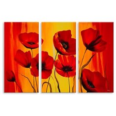Модульная картина на холсте "Огненные маки" 120x82 см Modulka.Ru