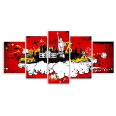 Модульная картина на холсте "Нарисованный Нью-Йорк" 120x60 см Modulka.Ru
