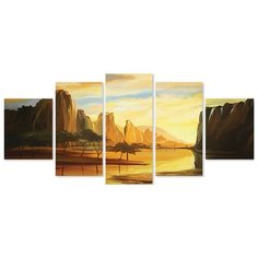 Модульная картина на холсте "Нарисованные горы" 150x70 см Modulka.Ru