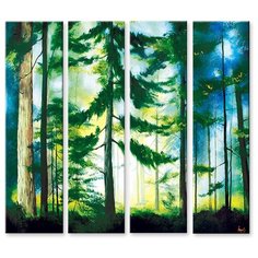 Модульная картина на холсте "Лесная акварель" 120x103 см Modulka.Ru
