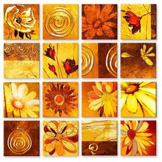 Модульная картина на холсте "Осенние цветы" 150x159 см Modulka.Ru