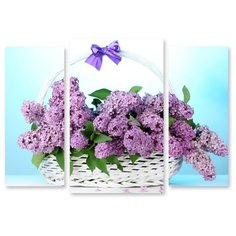 Модульная картина на холсте "Сиреневая корзина" 150x109 см Modulka.Ru