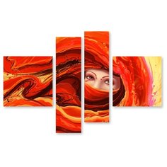 Модульная картина на холсте "Огненная девушка" 150x102 см Modulka.Ru
