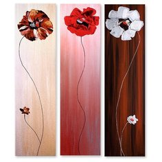 Модульная картина на холсте "Маковое трио" 90x112 см Modulka.Ru