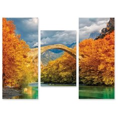 Модульная картина на холсте "Мост над рекой" 90x68 см Modulka.Ru