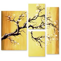 Модульная картина на холсте "Ветка сакуры" 150x145 см Modulka.Ru