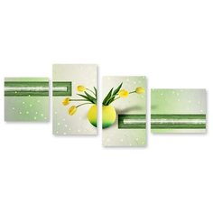 Модульная картина на холсте "Желтые тюльпаны" 90x40 см Modulka.Ru