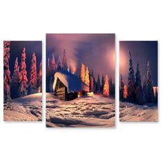 Модульная картина на холсте "Избушка в лесу" 120x77 см Modulka.Ru