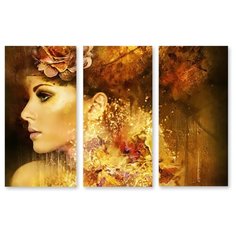 Модульная картина на холсте "Девушка осень" 120x78 см Modulka.Ru