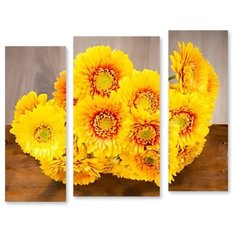 Модульная картина на холсте "Желтые хризантемы" 150x116 см Modulka.Ru