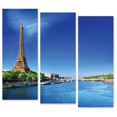 Модульная картина на холсте "Река в Париже" 90x83 см Modulka.Ru