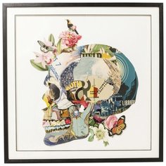 KARE Design Картина в рамке Skull, коллекция "Череп" 100*100*4, Стекло, Бумага, Полистирол, Мультиколор