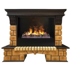 Электрокамин RealFlame Stone Brick 26 AO с Cassette 630 3D + вставка