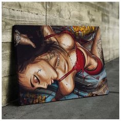 Картина Девушка В Красном 60х80 см. натуральный холст RED Panda