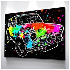 Картина Разноцветная Машина 60х80 см. натуральный холст RED Panda