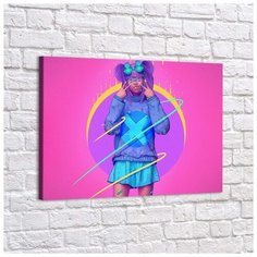 Картина Ретровейв - Retrogirl 50х70 см. синтетический холст RED Panda