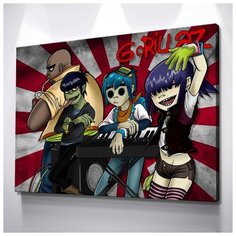 Картина Gorillaz 40х60 см. натуральный холст RED Panda