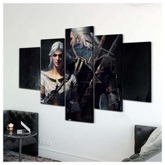 Картина Модульная Ведьмак И Цири(Размер-S)натуральный холст RED Panda