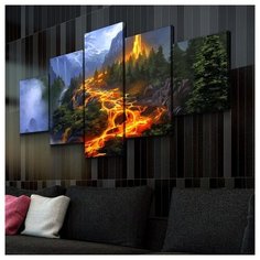 Картина Лавовый Водопад(Размер-M)натуральный холст RED Panda