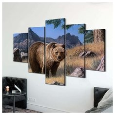 Картина Гриззли В Горах(Размер-M)синтетический холст RED Panda