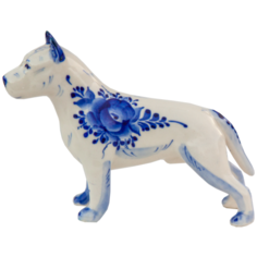 Статуэтка Собака Амстафф Породистая Гжель