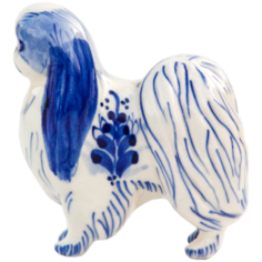 Статуэтка Собака Японский хин Породистая Гжель ручная роспись