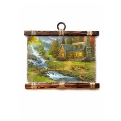 Панно Универсальный свиток Дом возле водопада А3 гориз.