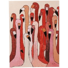 KARE Design Картина Flamingo, коллекция "Фламинго", ручная работа 90*120*4, Пихта, Лен, Акрил, Мультиколор