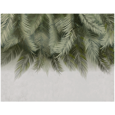 Бумажные фотообои бесшовные VEROL " Пальмовые листья", 3,1 м2, ширина 200 см, высота 155 см, оливковый цвет, обои бумажные для стен, фотообои на стену, декор отделка стен